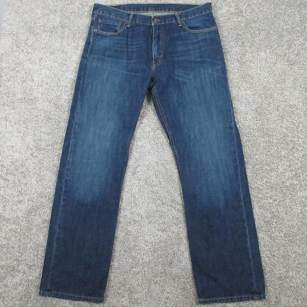 Levis Jeans Mens 36x32 Blue 514 Regular‎ Straight Whisker Faded Dark Denim Pants